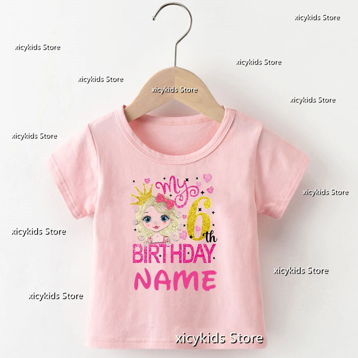 Roupas de aniversário de pele branca para meninas, roupas infantis, t-shirt bonito, nome personalizado, 1 a 10 anos crianças, presentes de aniversário