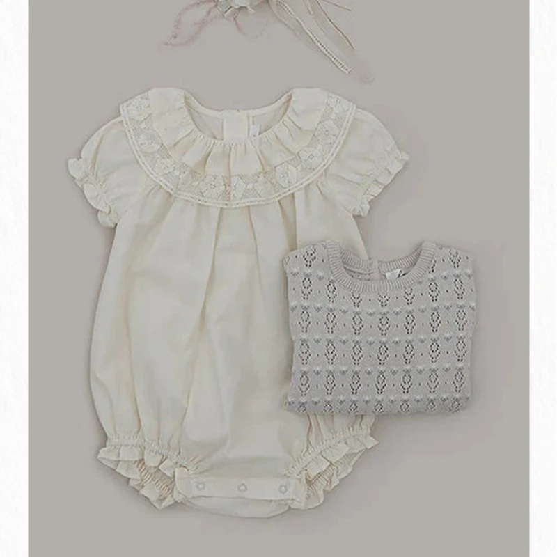 

Baby Crawling Clothes 26 LOU New Cotton Material Wearing Short Sleeved Bag Fart Clothes All Cotton Countryside Fresh Style 6M-3Y