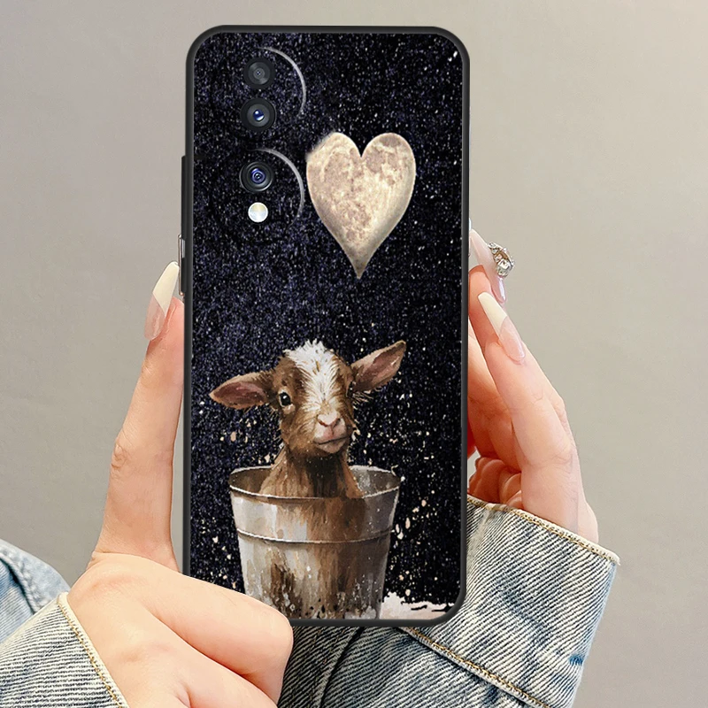 Western Highland Cow Sunflower Cute For Huawei Honor Magic 5 Lite Pro X8 X9 50 70 P20 P30 P40 P50 Nova 9 5T P Smart 2021 Case