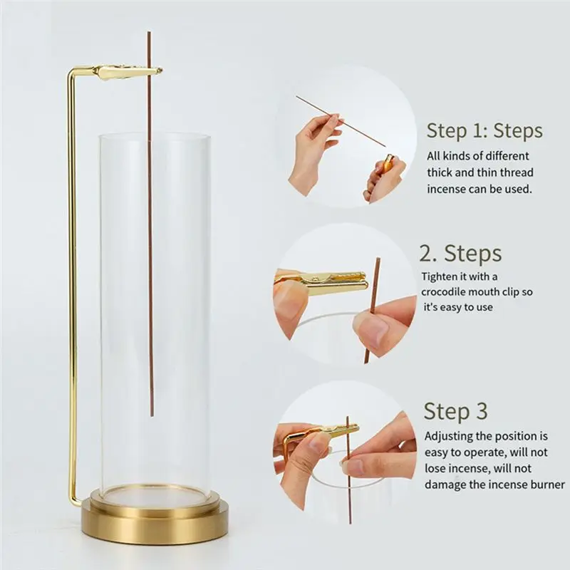 A67P-Insence-Stick Holder [Anti-Ash Flying], Modern Incense Burner Holder With Removable Glass Ash Catcher, For Home Decor