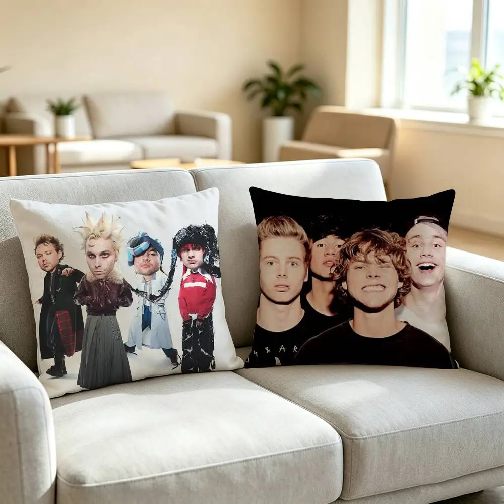 V-Vintage Concert 5 Seconds of Summer  Pillow Case Square Double-Sided Sofa Cushion Cover Bedroom Bedside Pillow