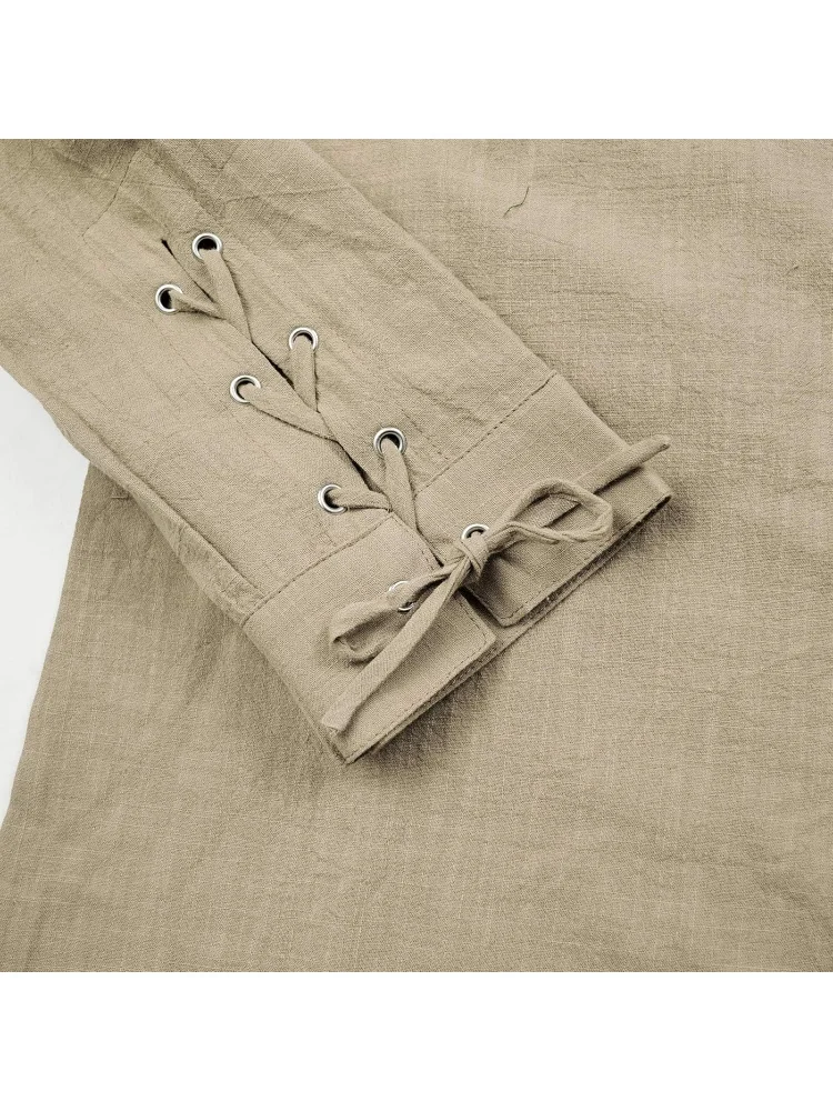 Men's Renaissance Shirt Pirate Medieval Viking top Linen Long Sleeved Halloween Costume