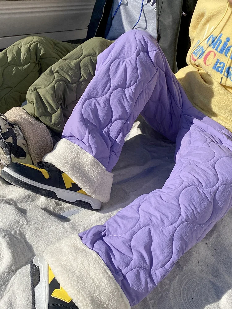 

Thiened Lamb Velvet Snow Pants Winter Skiing Trousers for Men And Women Fce Lined Cotton Pants Har Climate Resistant