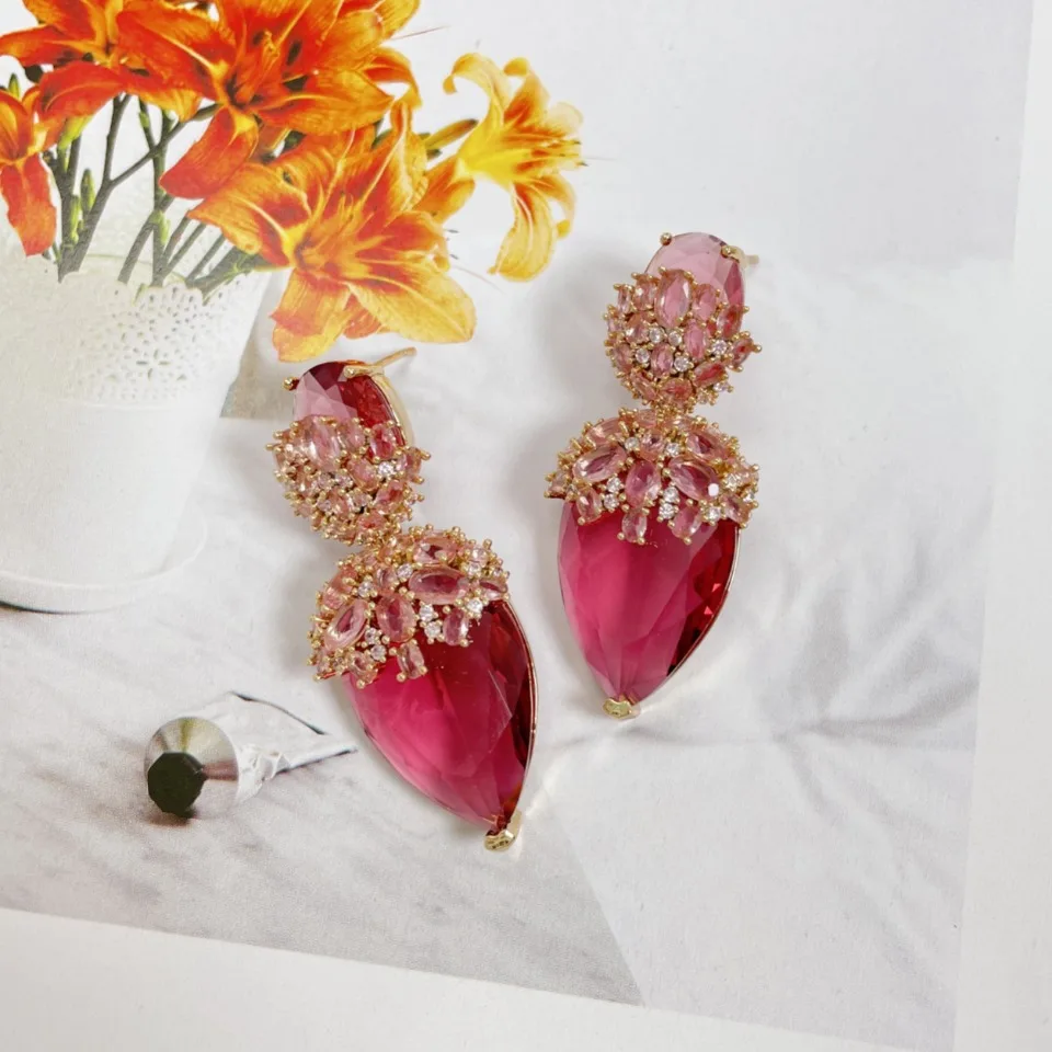 أقراط نسائية بيضاء كريستال الزركون موضة S925 قطرة الماء 2025 #4