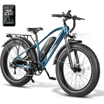 Image Electric Mountain Bike for Adults,26" Fat Tire with 500W (Peak 720W), 25MPH, UL 2849 Certified,E-Bike 7 Speed&Front Suspension