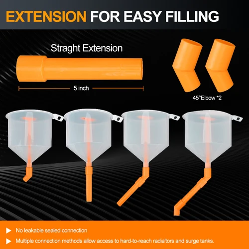 Imagen 2 del producto Kit de llenado de refrigerante a prueba de derrames, accesorios para coche aptos para vehículos universales, herramienta de aceite, boquilla de embudo de llenado de plástico, 15 unids/set