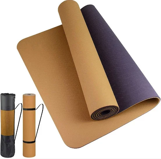 TPE Yoga Mat 1/4 Inch Thick High Density Fitness Exercise Mat Non-Slip Anti-Tear Workout Mat with Strap