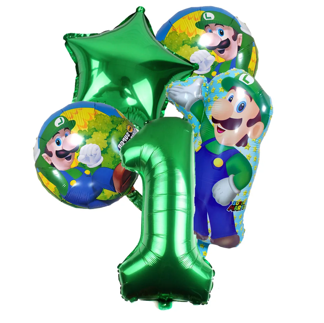 Super Marios Bros Luigi Birthday Number Ballon Set Cartoon Anime Theme Party Decor Kids Room Decoration Global Toys Accessories