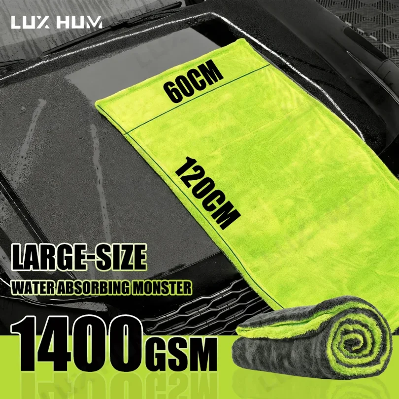 

Heavy Duty Car Drying Towel 60x120cm Oversized Double-Side Cleaning Cloth Super Absorbent Ultra-Soft Scratch-Free Towel