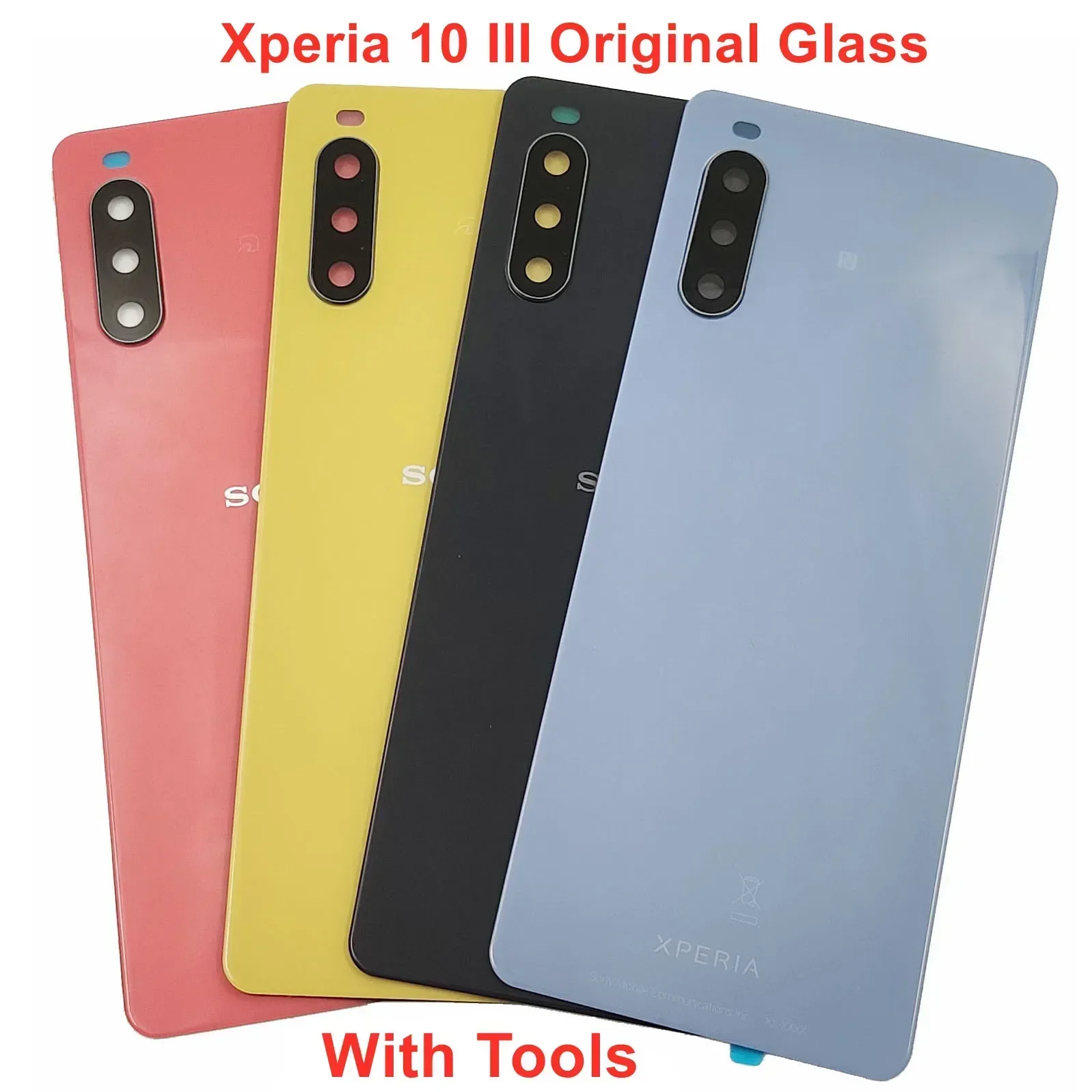 OEM A+ Glass For Sony Xperia 10 III Battery Cover Hard Back Lid Rear Door Shell Housing Case + Camera Lens + Adhesive