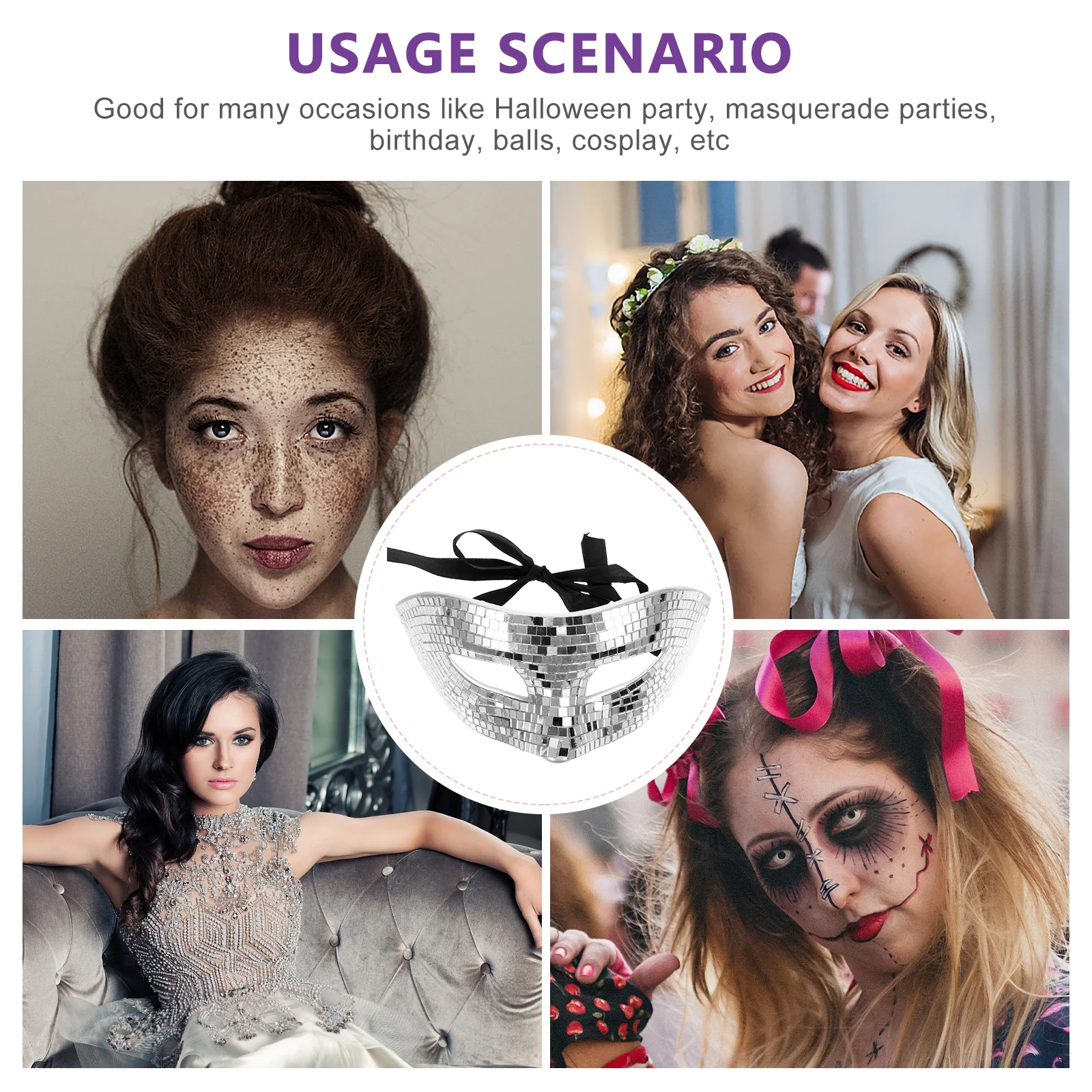 

Halloween Glitter Mask Half Face Cosplay Masquerade Carnival Party Decor Elegant Glitter Mask Festival Props Cosplay Props