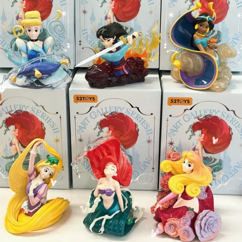 Disney Princess Blind Box Künstlerische Mapping Serie Ariel Jasmine Cinderella Aurora Hua Mulan Schneewittchen Anime Fgiure Modell Spielzeug
