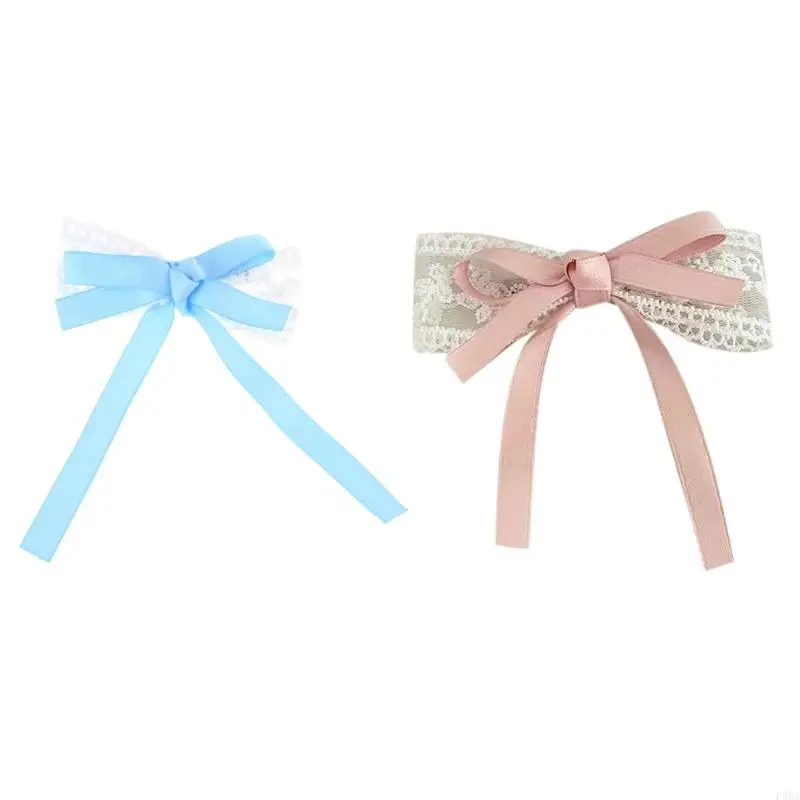 

P88A Sweet Ballet Lace Ribbon Hair Bows Hair Clip Lazy Clip Women Barrettes Ponytail Holder for Girls Hair Styling Tool