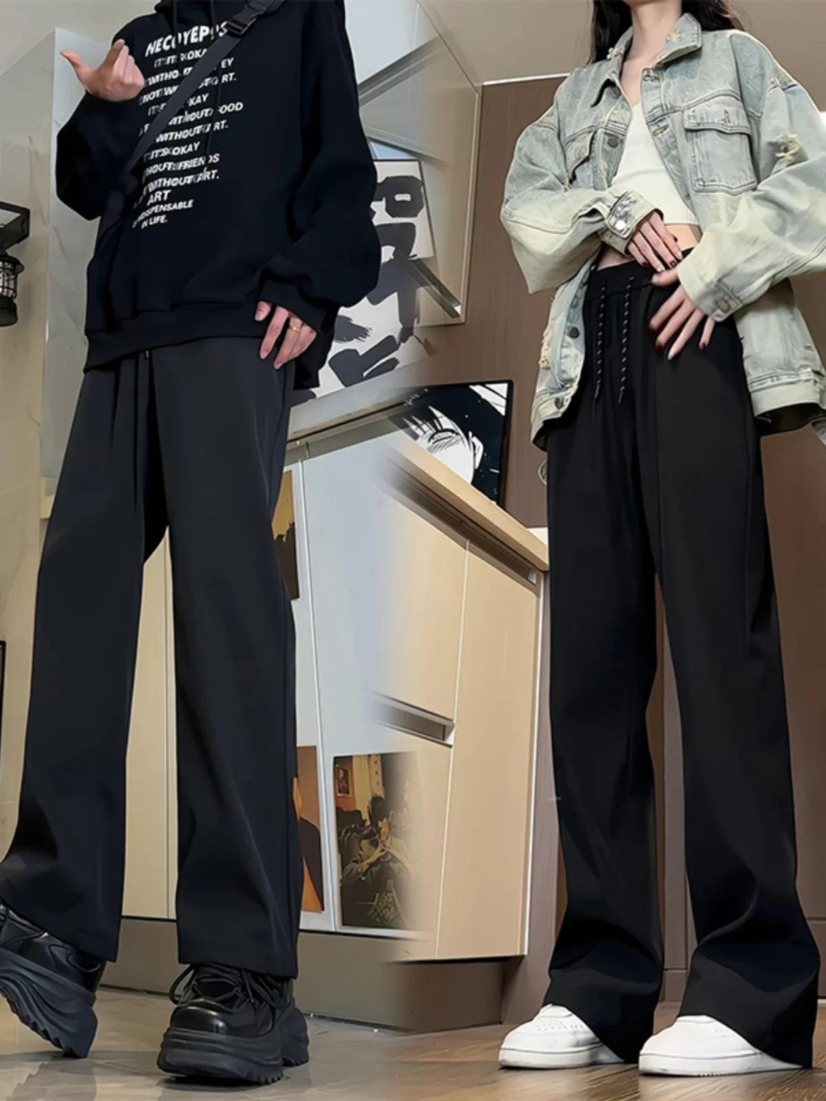 

Мужские повседневные брюки из эластичного ледяного шелка Bla, летние, прямые, длинные, с дизайнерским эффектом, драпированные, с ощущением премиум-класса, широкие штанины