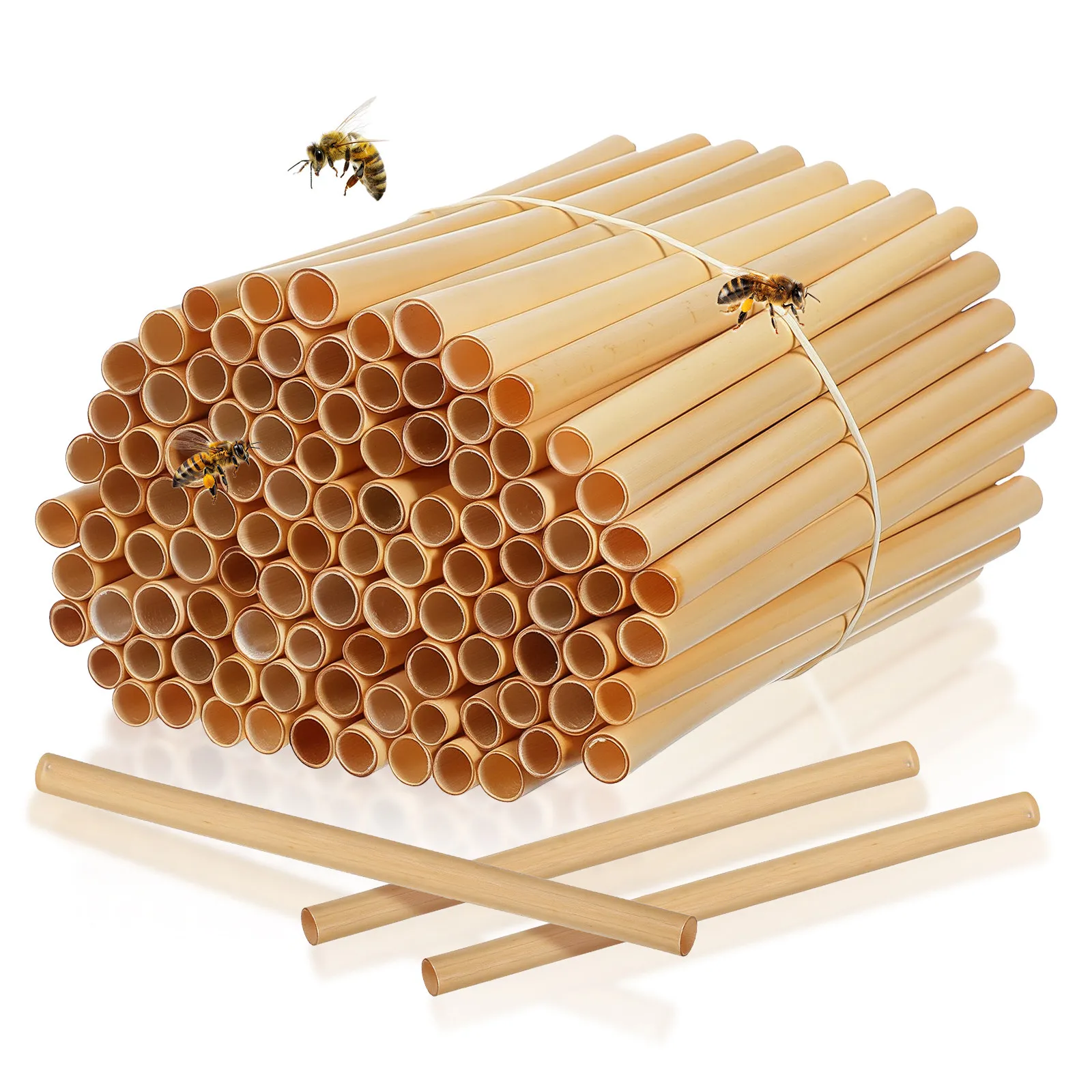 

100 шт. натуральных тростниковых трубок для пчёл, сменные трубки для пчелиных домиков, тростниковые трубки для массового гнездоустройства, натуральные тростники для насекомых