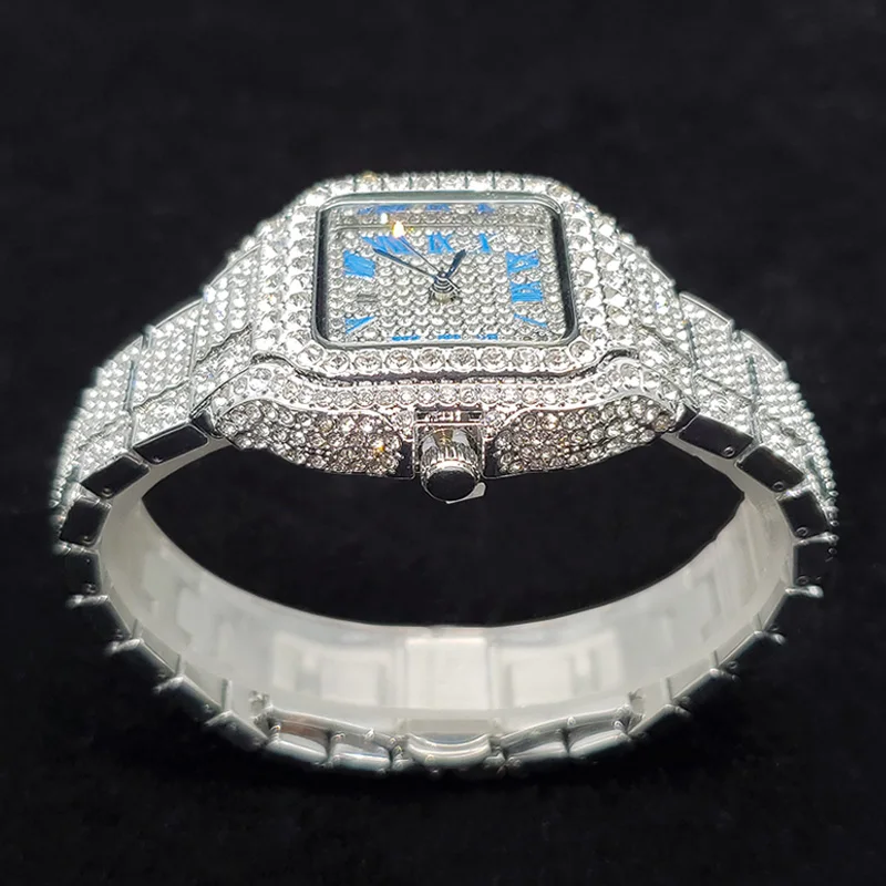 Jam Tangan Mewah Bertabur Berlian Wanita Fashion Bling Perak Stainless Steel Quartz Iced Out Berkilau Perhiasan Jam Tangan 2026 Terbaru