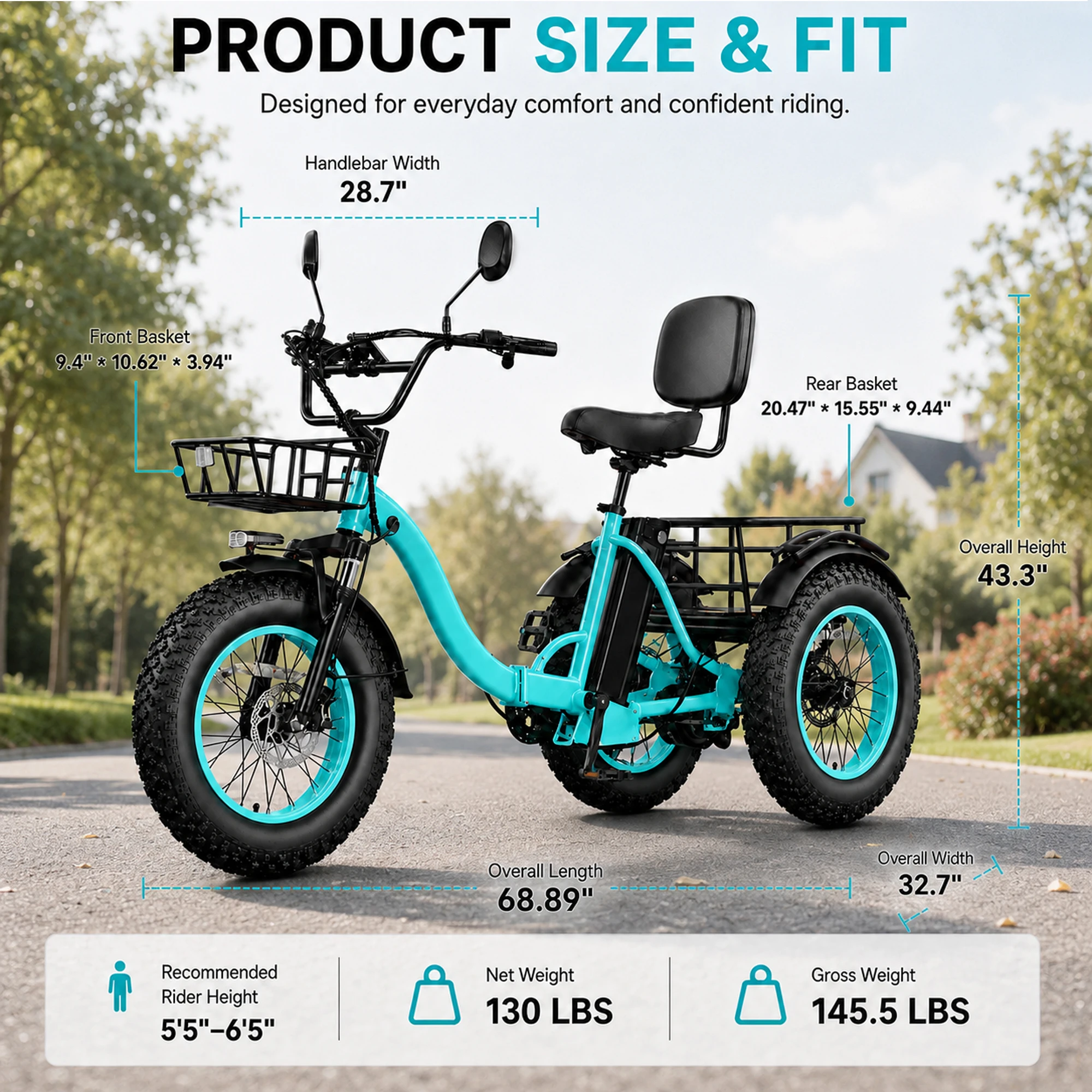 Elderly‑Friendly Foldable Electric Cargo Tricycle for Mobility Use | 750W High‑Speed Brushless Motor, 48V Battery & 20 Inch Fat Tire | Heavy‑Duty Max Load, 50‑Mile Driving Range, 7‑Speed Gears E‑Trike