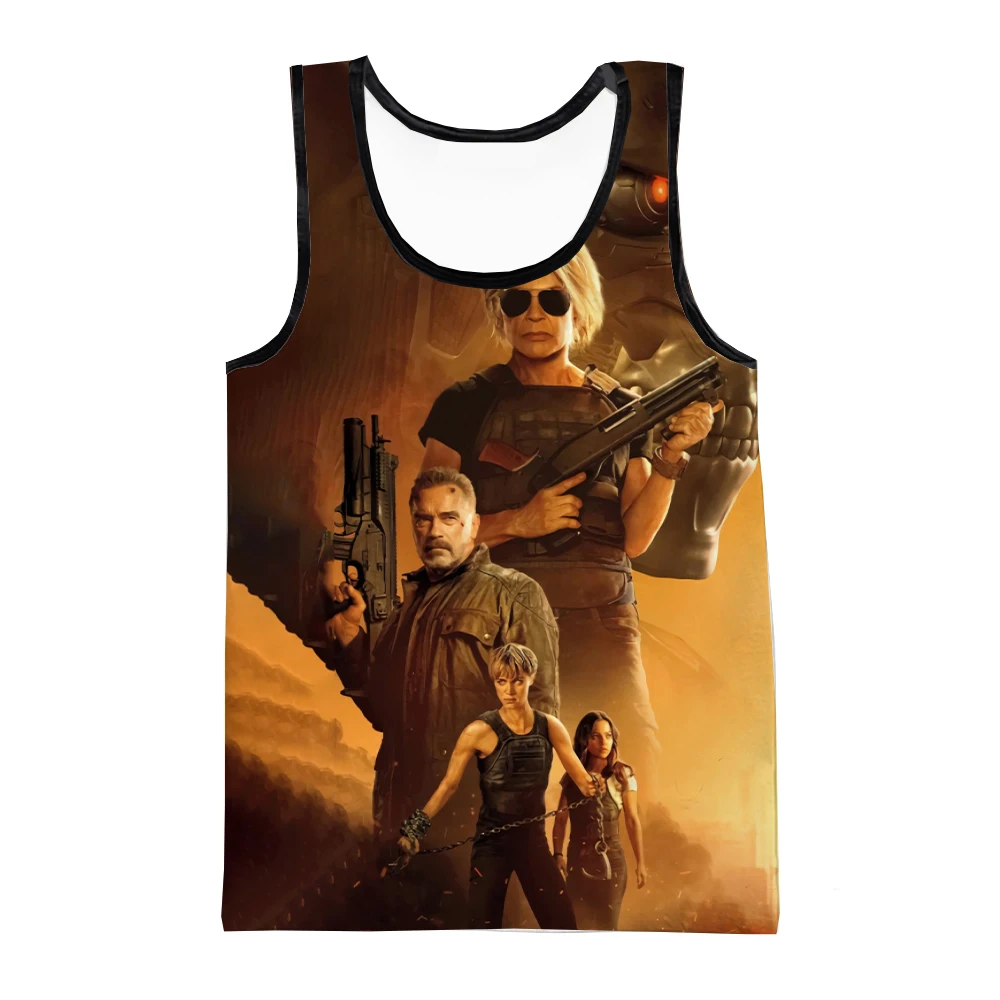 Terminator Tank Tops Movie 3D Printed Streetwear Men\'s Fashion Oversized Sleeveless Tank Top Bodybuilding Gym Vest Man Clothing