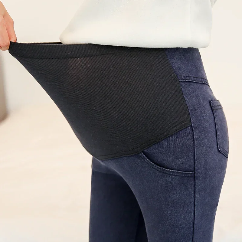 Pantalones vaqueros elásticos para mujeres embarazadas, pantalones ajustados de maternidad, pantalones elásticos para levantar el estómago