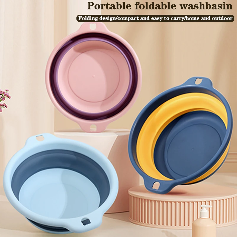 Portable Foldable Laundry Basin Plastic Travel Folding Wash Basin Safe Durable Foldable Wash Basin Bathroom Household Supplies