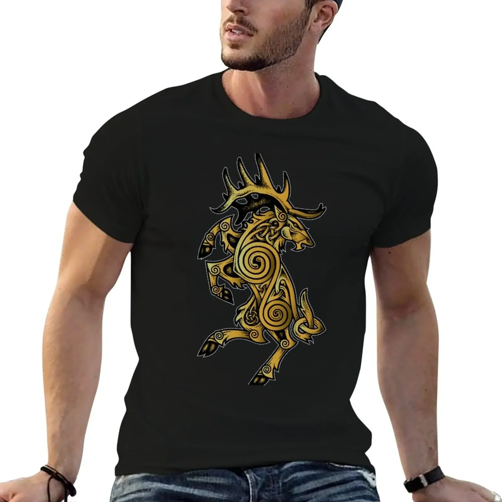 Celtic Elk Rampant T-Shirt shirts graphic tees cotton graphic tees T-shirts for men cotton