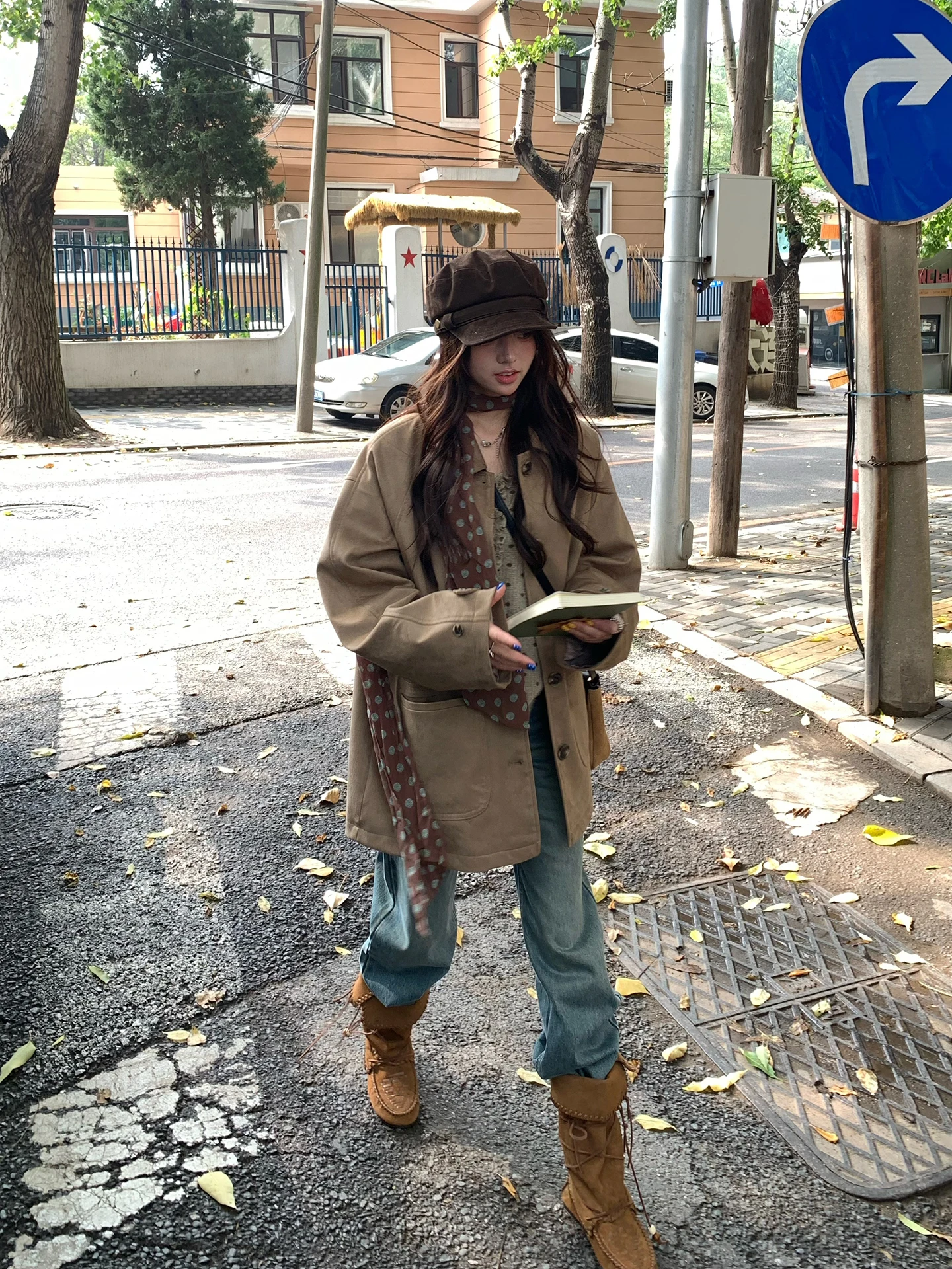 

Женская куртка из искусственной замши Huanghuangjia с воротником-стойкой, цвет хаки, весна-осень, новая, простой стильный дизайн, рабочая одежда, пальто для женщин