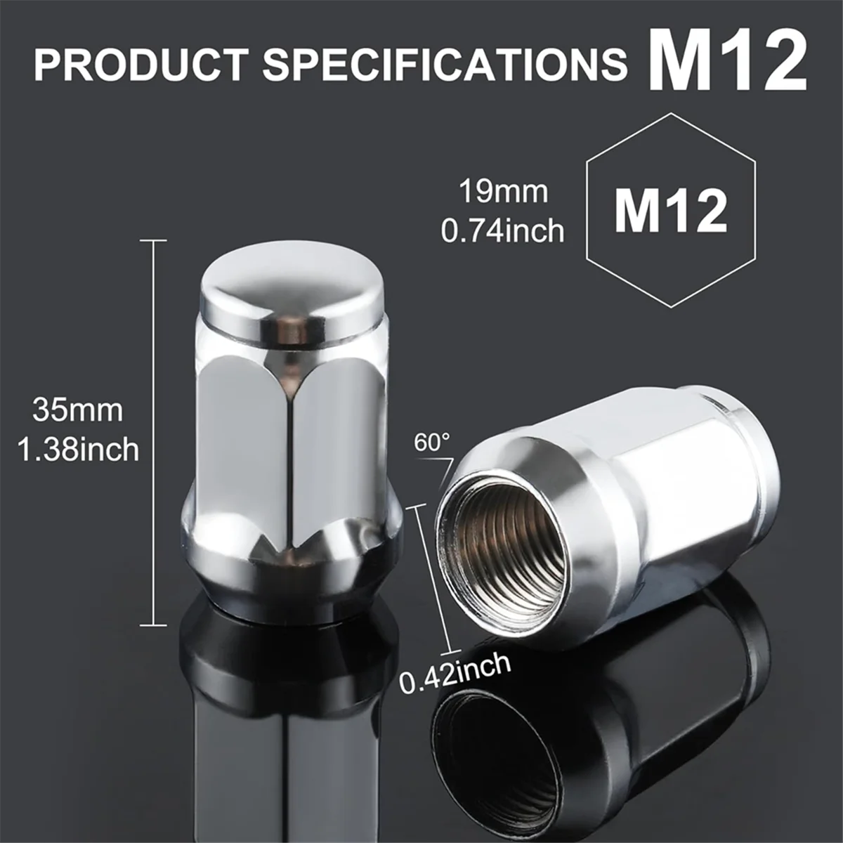 

Новые колесные гайки M14x1,5, цельные выпуклые гайки AcornChrome Lug Nuts