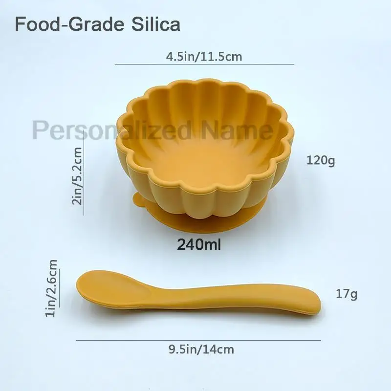 2PcsBaby Spoon Pumpkin Bowls Silicone Stay up Food Bowl for Kids and Toddlers with Improved Super Suction Base Baby Self-Feeding