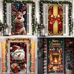 90 * 180cm Christmas door cover Claus Christmas party home indoor and outdoor door frame porch vinyl decoration banner