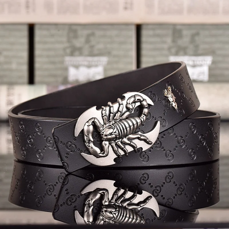 المعادن العقرب شكل ثلاثية الأبعاد مشبك الأحزمة الرجال الجلود الفاخرة العلامة التجارية التلقائي مشبك فاسق حزام الذكور جودة مصمم حزام الحيوان 2025