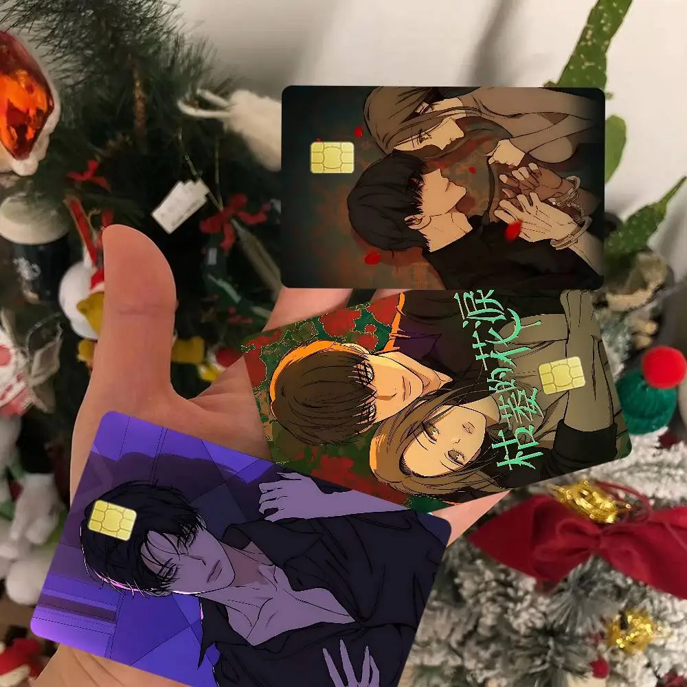 Lágrimas en una flor marchita 2024, pegatinas de piel de dibujos animados de Anime, funda de cinta de película para tarjeta de débito de crédito grande, lado frontal