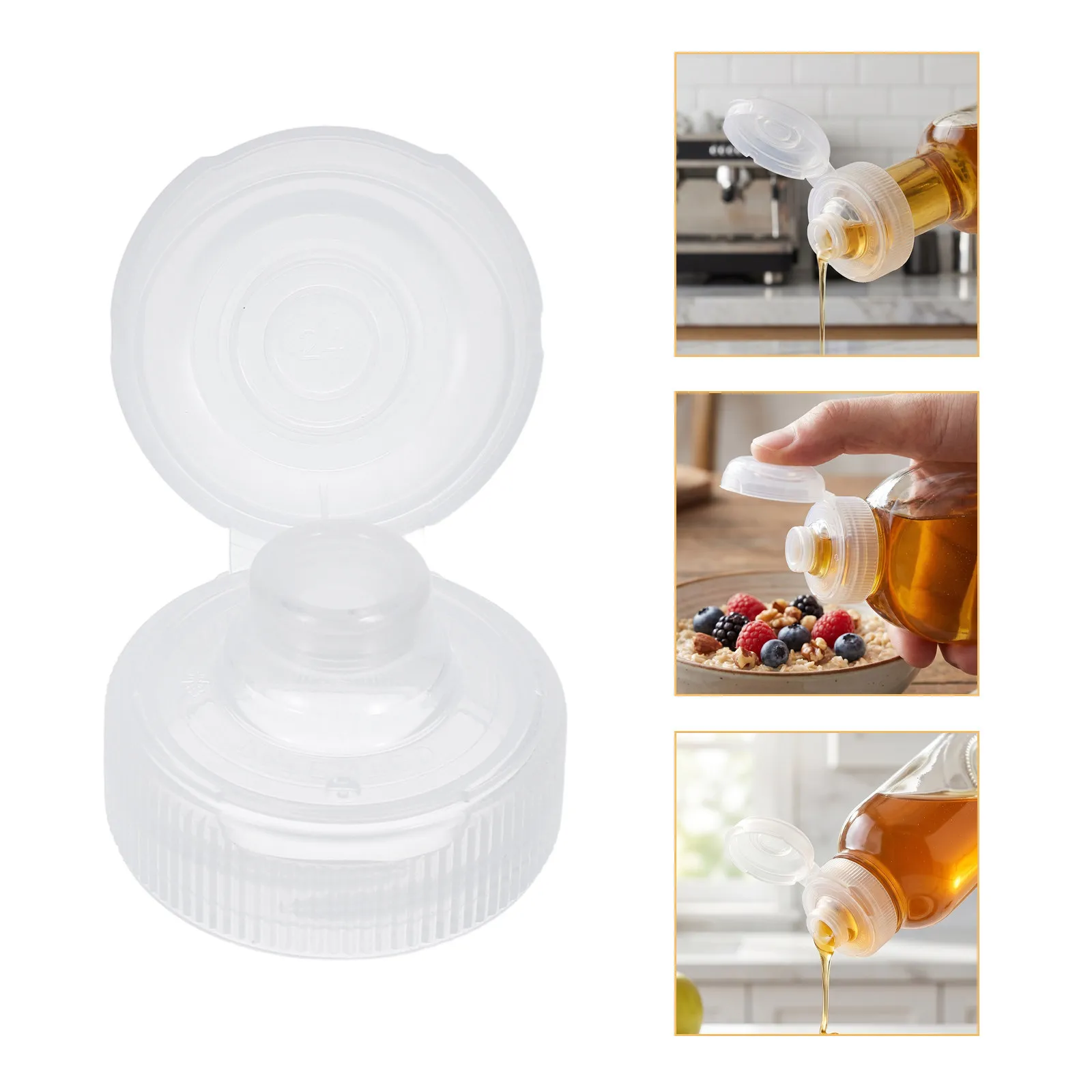 20Pcs Flip Closure Caps for Condiment Bottles Plastic Squeeze Bottle Replacement Leak Proof Seal for 38Mm Sauce Oil Bottles