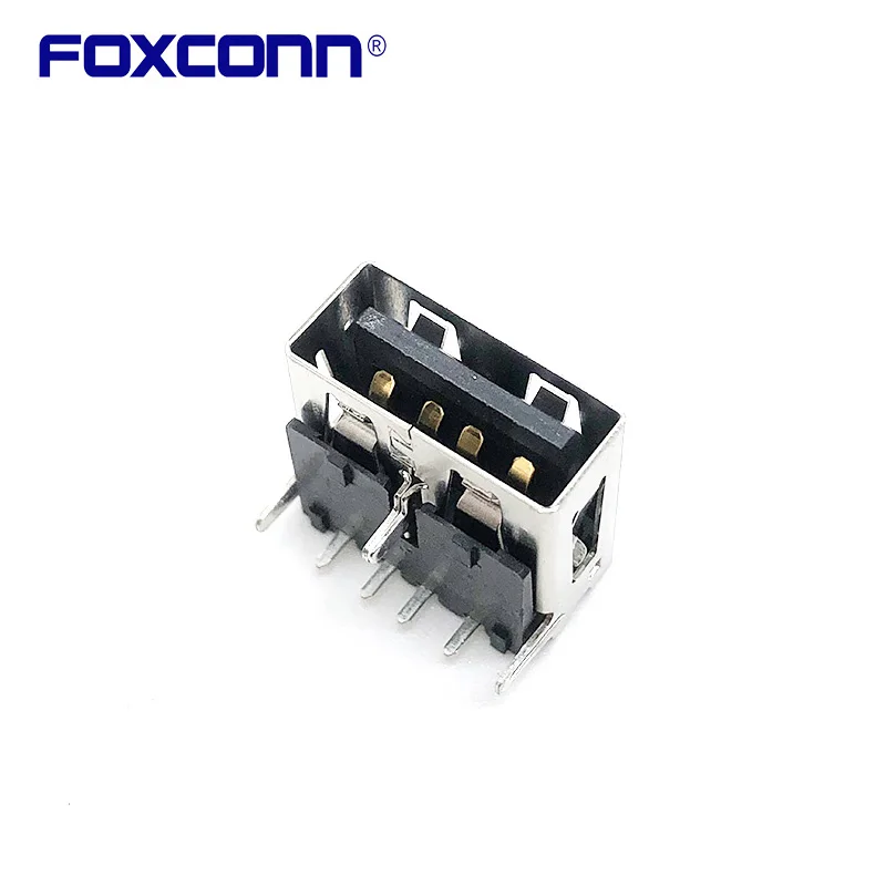 Konektor Bodi Pendek Mulut Datar USB2.0 Port Tunggal Foxconn UB11123-SH1-4F