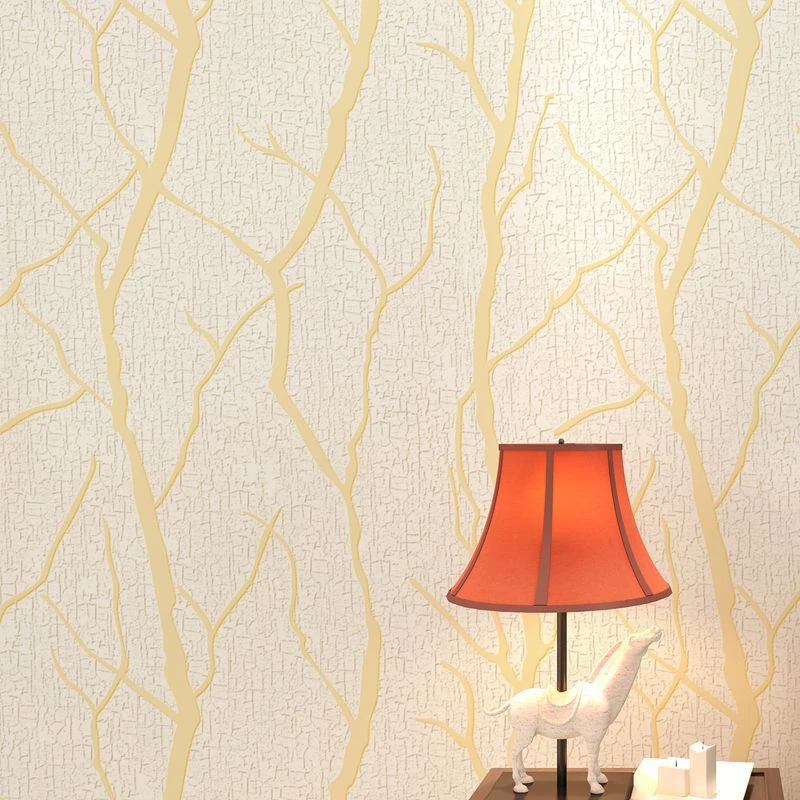 Dark Coffee Color 3D Branch Background Wallpaper Bedroom Living Room Modern Thickened Deerskin Velvet Wallpaper Rolls For Walls
