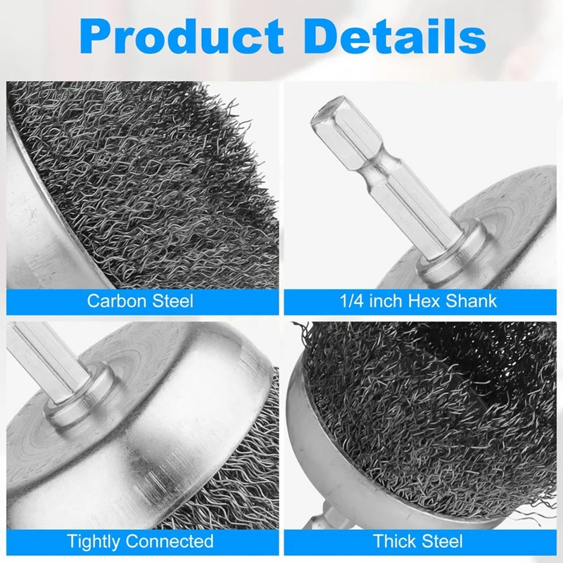 2025 Trend 15Pcs Carbon Steel Wire Wheel Brush,Cup Brush,Wheel Brush,Pen Brush, Bore Brush Set With 1/4-Inch Shank For Rust Remo