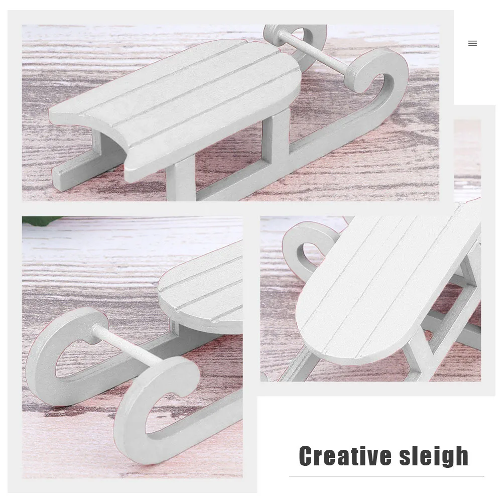 

2Pcs Xmas Sleigh Ornaments Wooden Table Decoration Creative Desktop Sled Ornament Sled Ornament