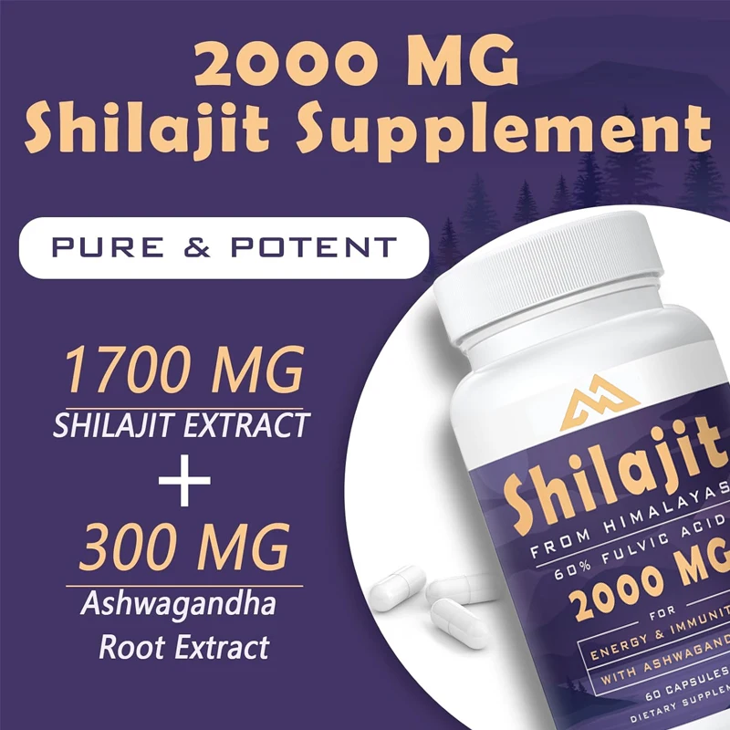 

100% pure shilajit resin organic contains over 85 trace minerals and 60% fulvic acid, enhancing energy and immunity, vegetarian