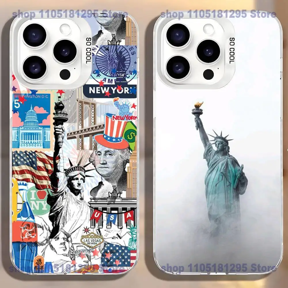 

Statue of Liberty Phone Case For iPhone17,16,15,14,13,12,11,Mini,Pro,SE,MAX,plus,White Matte Shockproof Cover