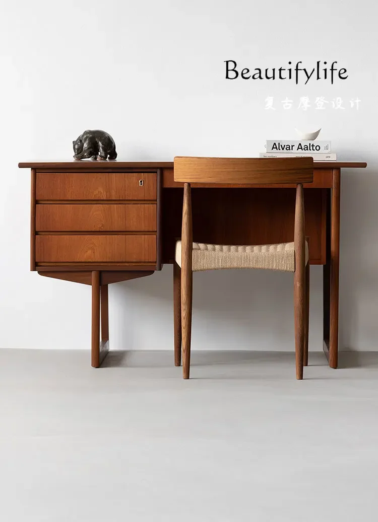 

Design retrò e moderno, scrivania in stile semplice per piccoli appartamenti, scrivania per la casa in teak, può essere perso