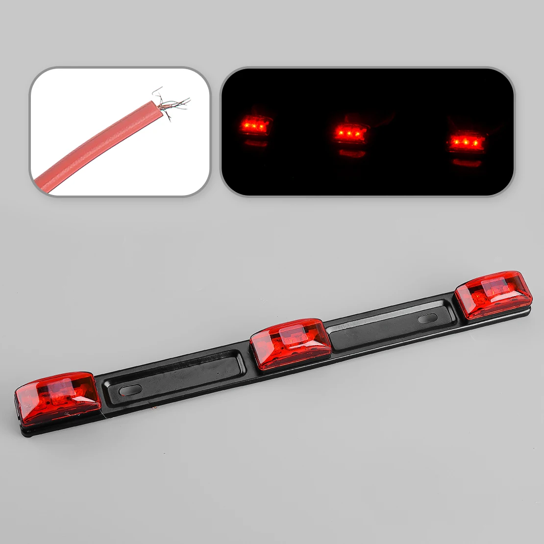 

Stainless Red LED Rear Clearance ID Marker Light Bar 12V 3W IP67 Fit for Truck Trailer Pickup Boat Tail Lamp
