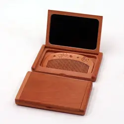 Durable 2 in 1 Wooden Comb Mirror Set Mini Vintage Makeup Mirror Peachwood Rectangle Portable Folding Mirror Girl Lady
