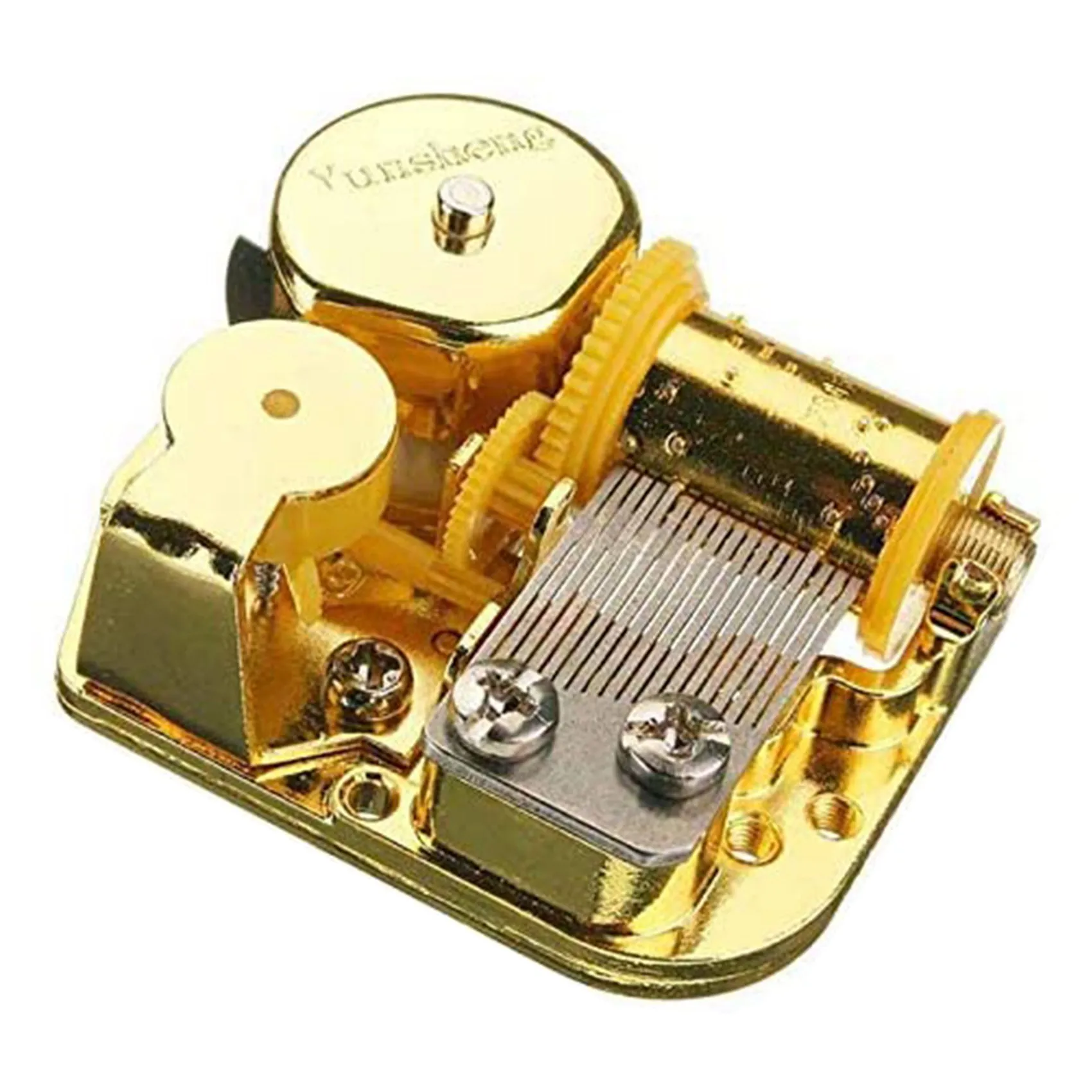 DIY 18 Note Gold Plated Windup Musical Mechanism Movement Clockwork Music Box Movement with Key Screws Castle in the Sky