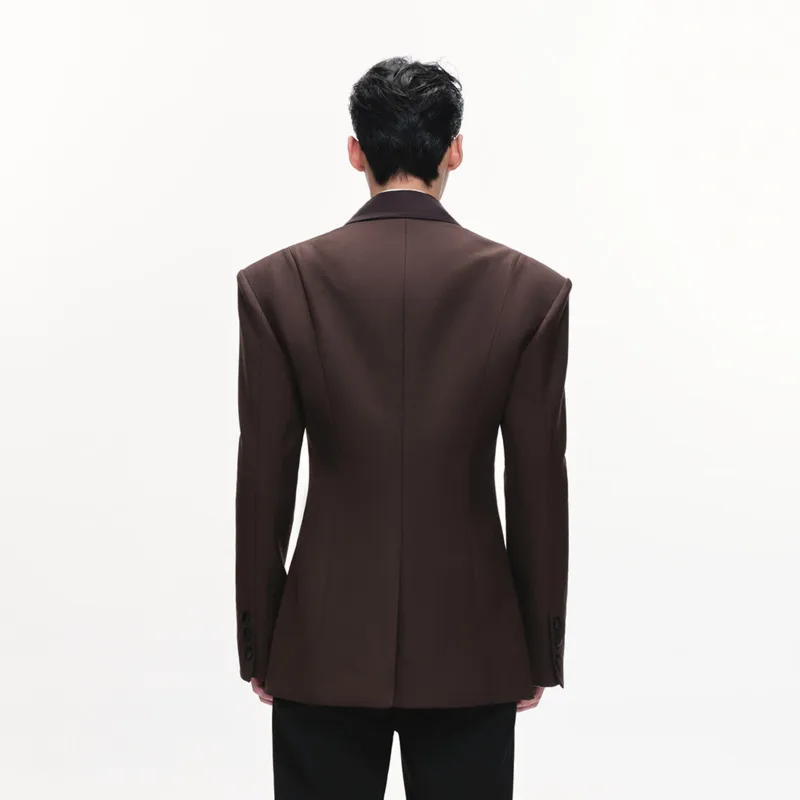 WVGA Spring Autumn New Men's Lapel Waist-Cinching Deconstructed Large Collar Blazer Niche Chic Casual Long Sleeved Jacket W27360