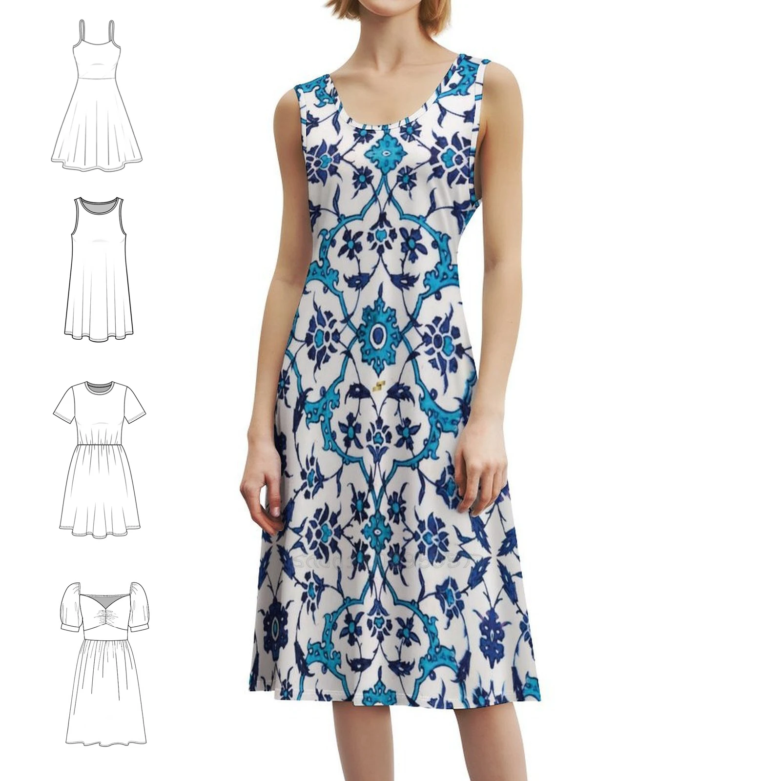 

Персидский керамический дизайн 4, сексуальное платье для отпуска для женщин, пляжная вечеринка, день рождения, мини-платье, ирanian Ceramic, исламское искусство, персидское