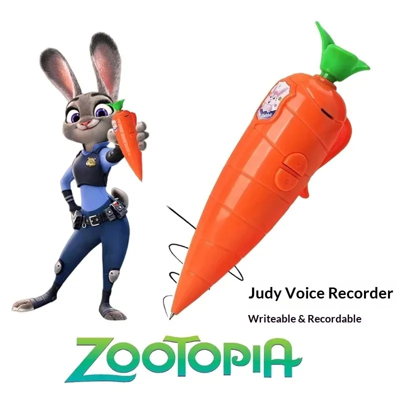 

Disney Animation Zootopia 2 Judy Rabbit Police Officer Nick Carrot Recorder Props Can Write And Record Cute Toy Gift For Student
