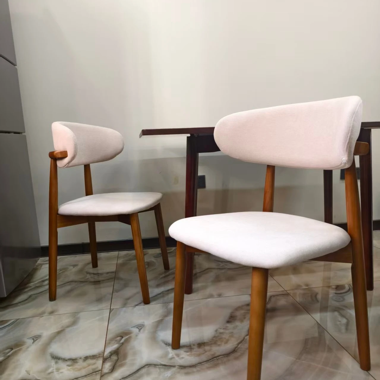 

^*Modern Nordic Vintage Dining Chairs Comfortable Upholstered Wood Furniture for Home or Restaurant Stackable Features