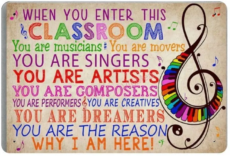 Bit SIGNSHM When You Enter This Classroom You are Musicians Retro Metal Tin Sign Plaque Poster Wall Decor Art Shabby Chic