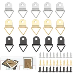 50Pcs Metal 21*12mm Wall Mounted Wooden Photo Picture Frame Hanger Hook Small Triangle Hanging Ring Picture Hangers with Screws