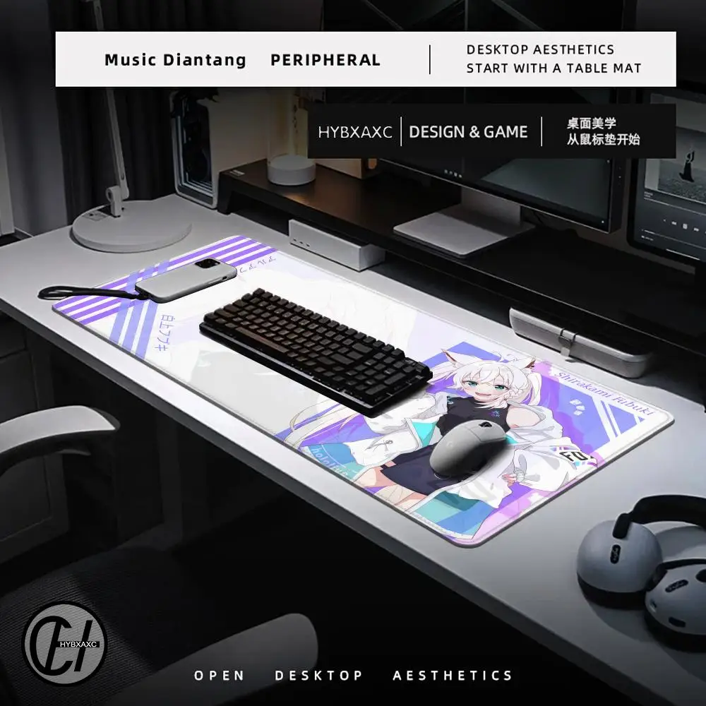 Gaming 1200x600 Mouse Pad Hololive Shirakami Fubuki Custom Keyboard Pad Desk Mat Laptop Soft Anti-slip Table Mat Mousepad