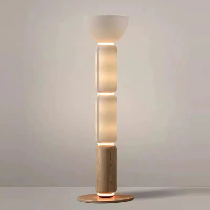 Candeeiro de pé de vidro LED nórdico, com brilho branco leitoso, adequado para salas de estar; candeeiro de mesa de nogueira para sala de jantar, para luz interna